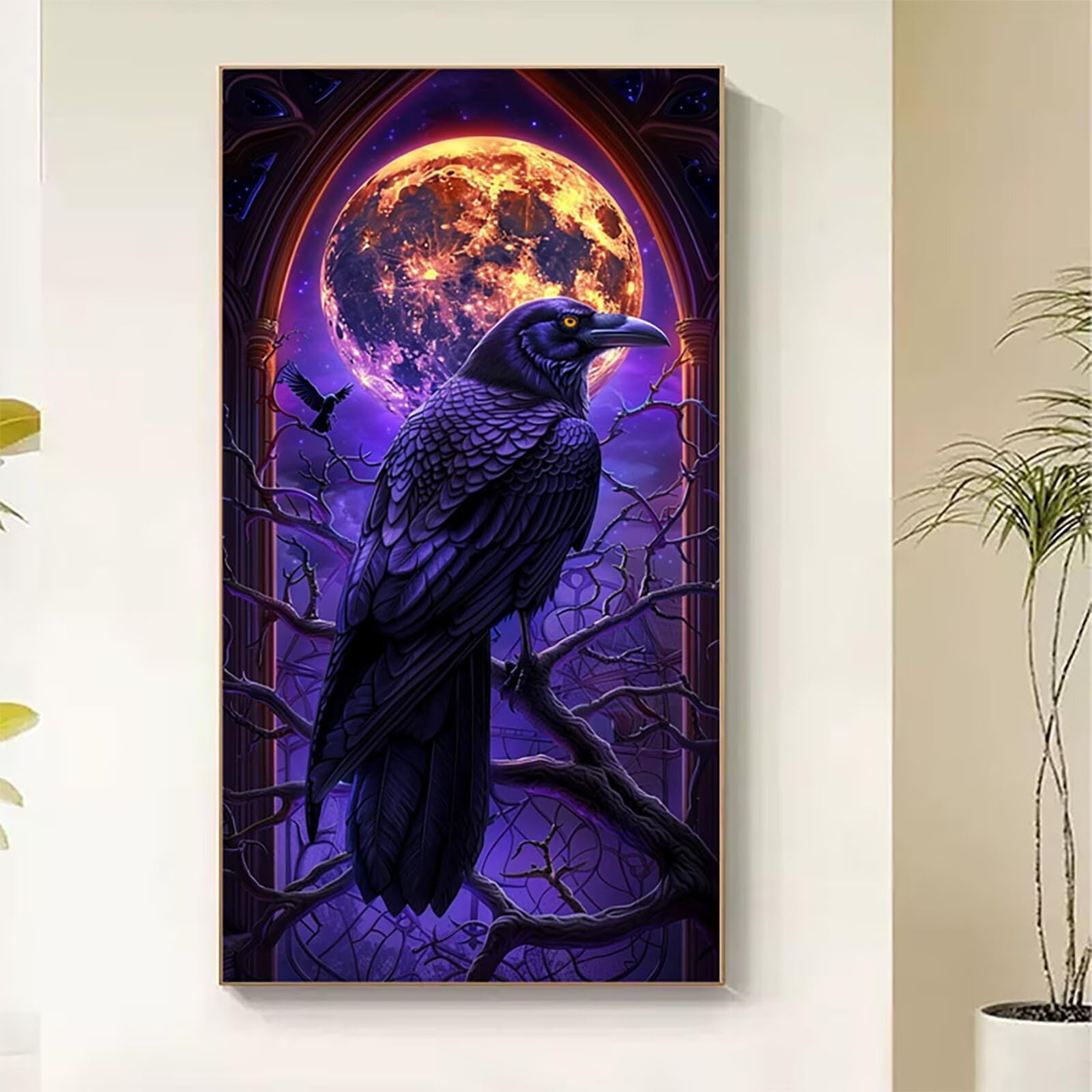 Dipingere con i Numeri Adulti Uccelli, Dipingere con i Numeri Luna, Fai da te Paint by Numbers per Principianti, Hobby Creativi Adulti, Painting by Numbers per Decorazioni Casa Regalo 100x200cm Q-7716