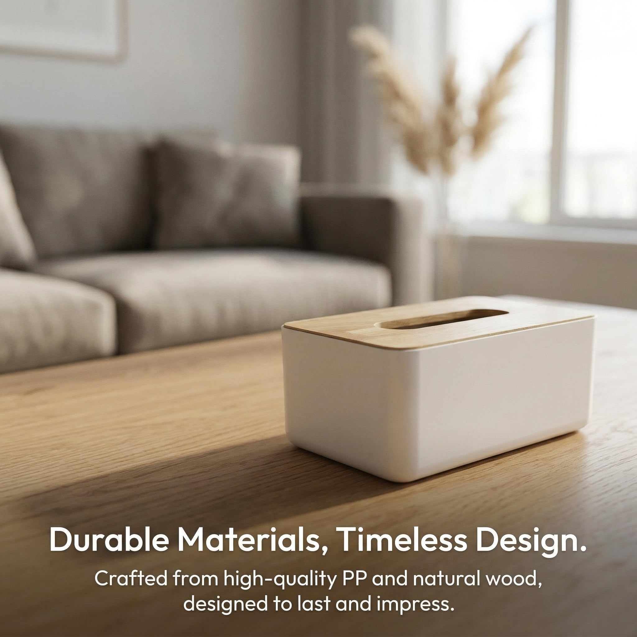 Removable Facial Tissue Box, Japanese Tissue Box, Solid Wood PP Tissue Box, Car Tissue Paper Dispenser, Napkin Organizer, Wooden Cover Toilet Paper Box, for Car Desk Bathroom Crafts Office Gift 3