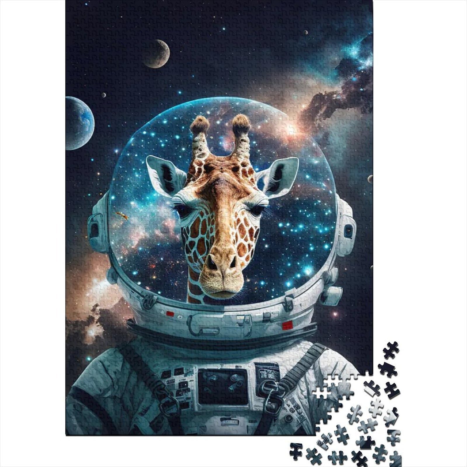 Space Giraffe 1000 Piece Jigsaw Puzzle Paper for Adults Cosmic Scene Puzzle Game for Family Brain Teaser Leisure Hobby 52x38cm/1000pcs