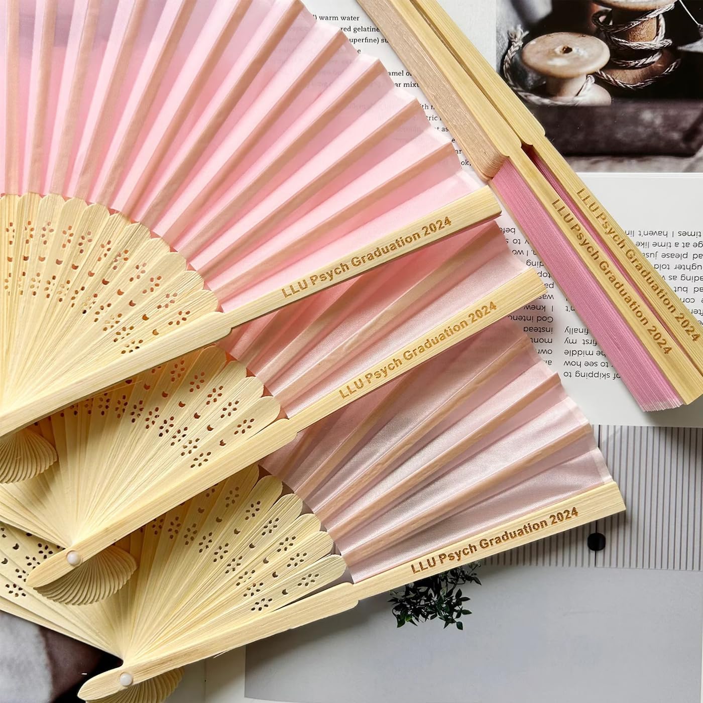 Personalized Fan, Custom Fan, Silk Fans, Wooden Fans, Engraved Silk Fan, Folding Fan, Wedding Fan, Customized Wedding, Organza Bags (40pcs)