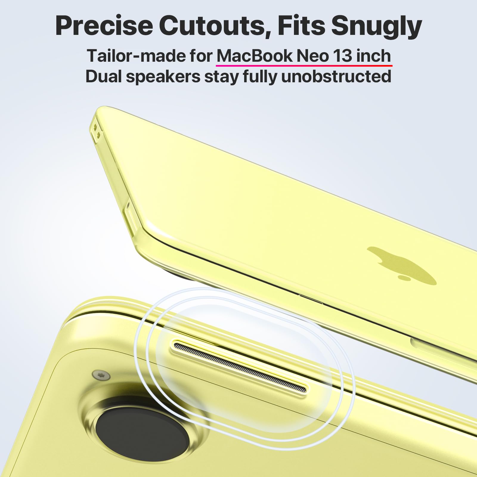 Soonjet for MacBook Neo Case 13 inch 2026 New A3404 | 100% Match Official Color | Anti-Crack & Scratch | Yellow Laptop Cover Protective Hard Shell | Student Travel Mac Accessories | Citrus Clear - 4