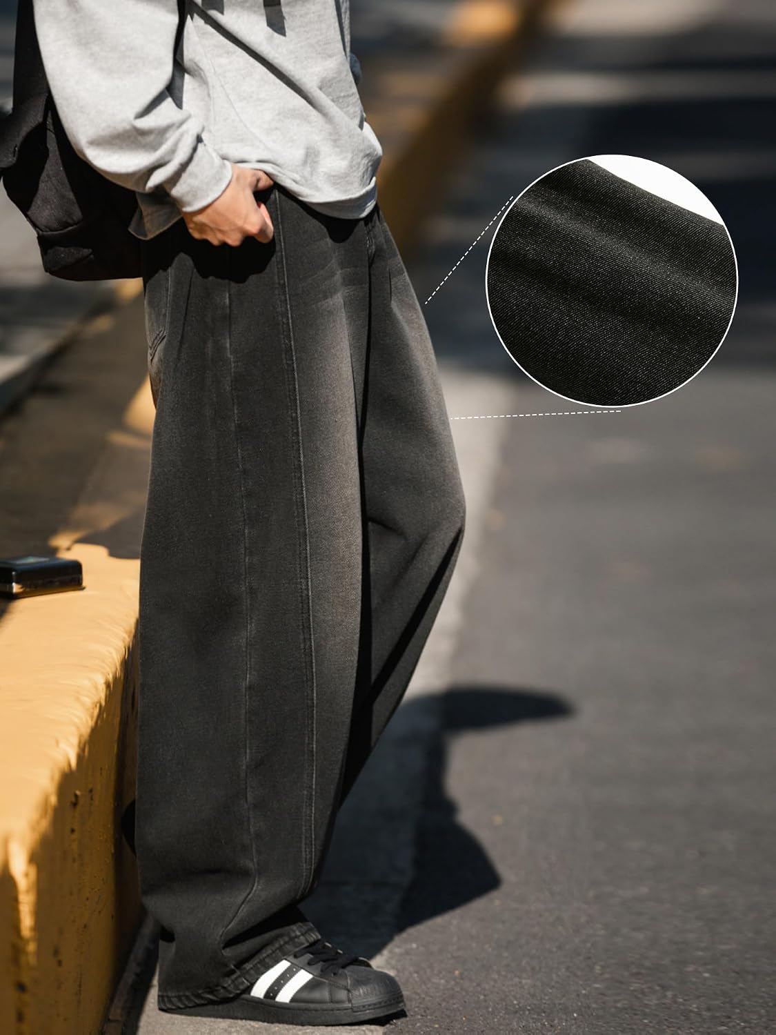Baggy Hip Hop Jeans for Men Wide Leg Skater Denim Pants Casual Loose Fit Long Trousers image 4