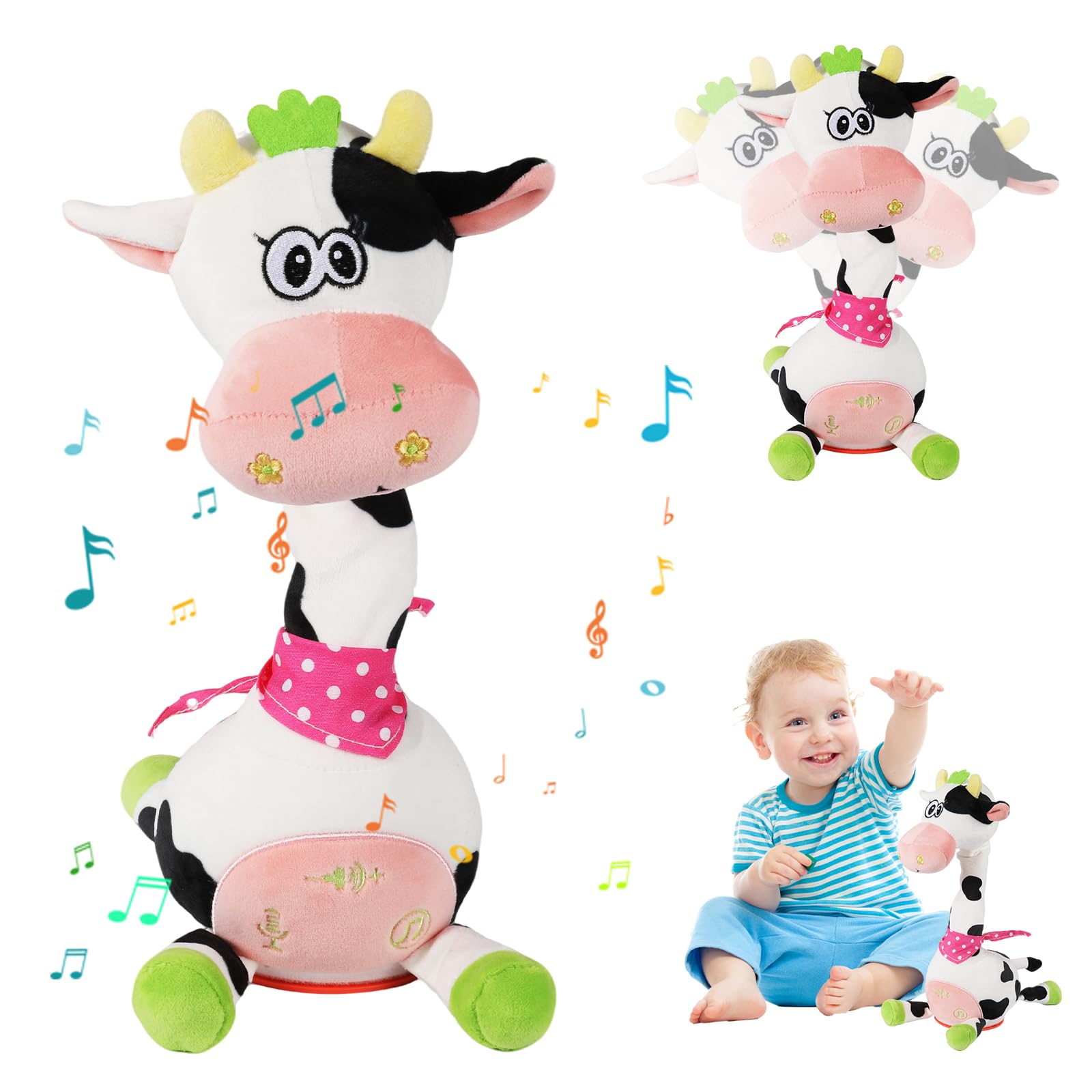 OEHUG Singing Dancing Cow Baby Toys Gifts, Interactive, Plush Toy