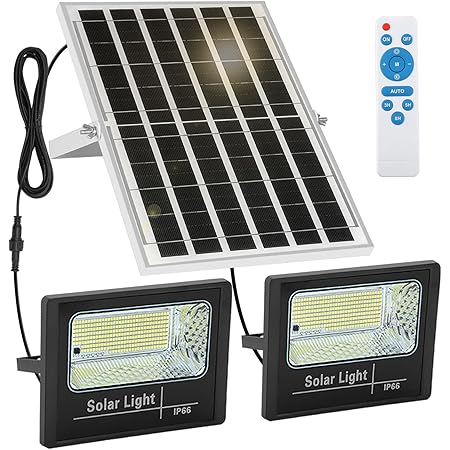 TINSUM Solar Flood Lights Outdoor, 2 Pack 600w Solar Street Light IP67 Waterproof 32000LM White
