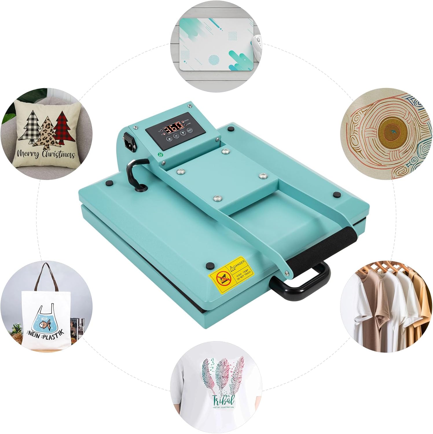 Heat Press Machine, Digital Industrial Heating Press Tool, Transfer Sublimation Print Press Equipment, 15" x 15" T-Shirt Heat Press Machine, Clamshell Heat Press Tool for Bags Mouse Pads Hat