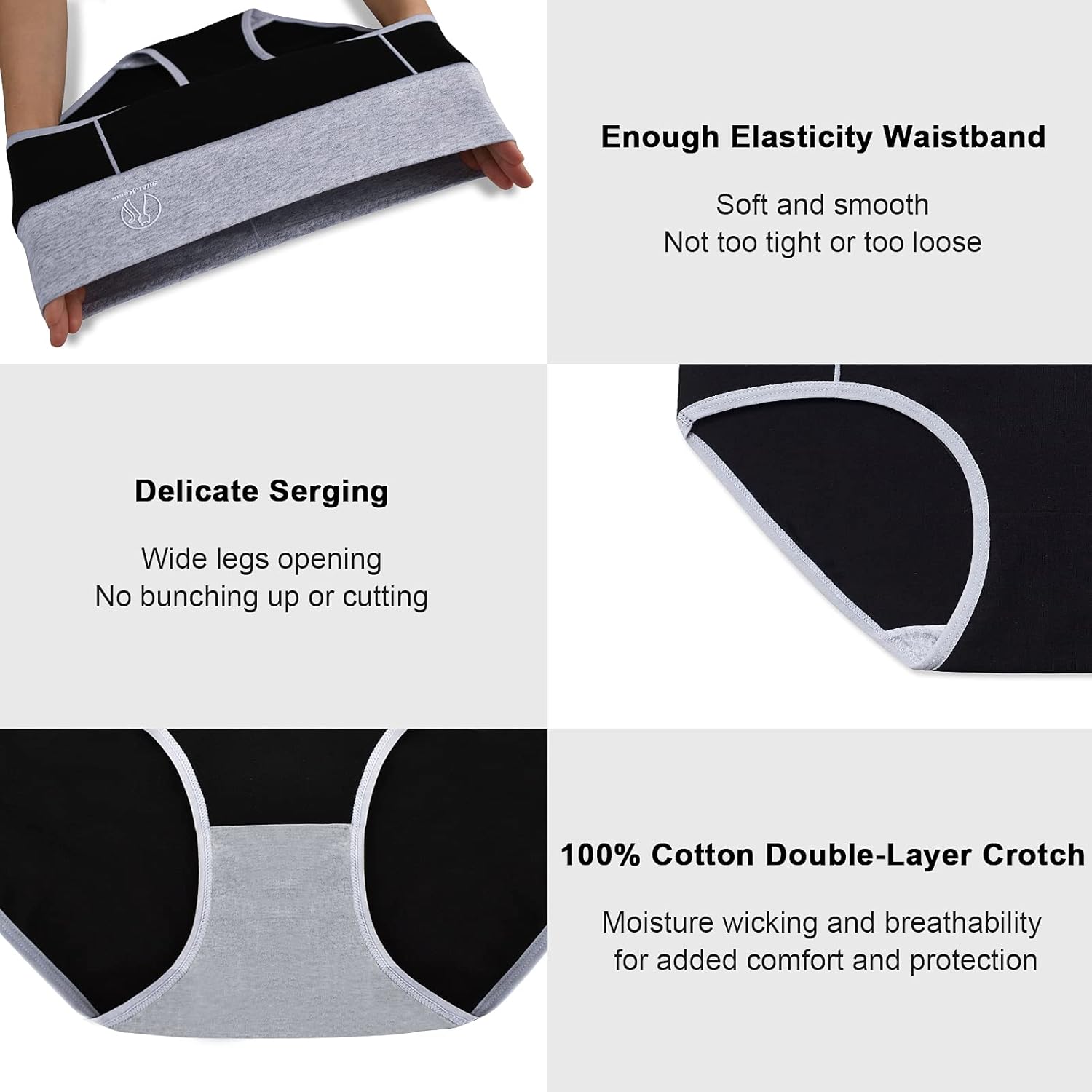 Women's Underwear High Waisted Cotton Briefs Stretch Panties Soft Full Coverage Underpants 5 Pack - Image 4