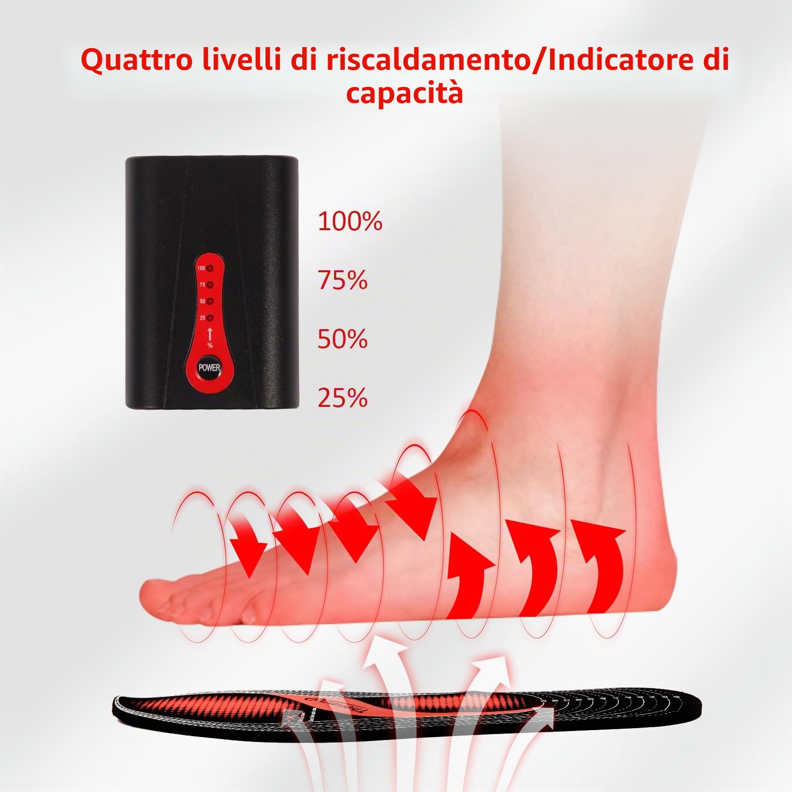 Thermrup, Solette termiche a batteria, 4 livelli di calore,lavabili