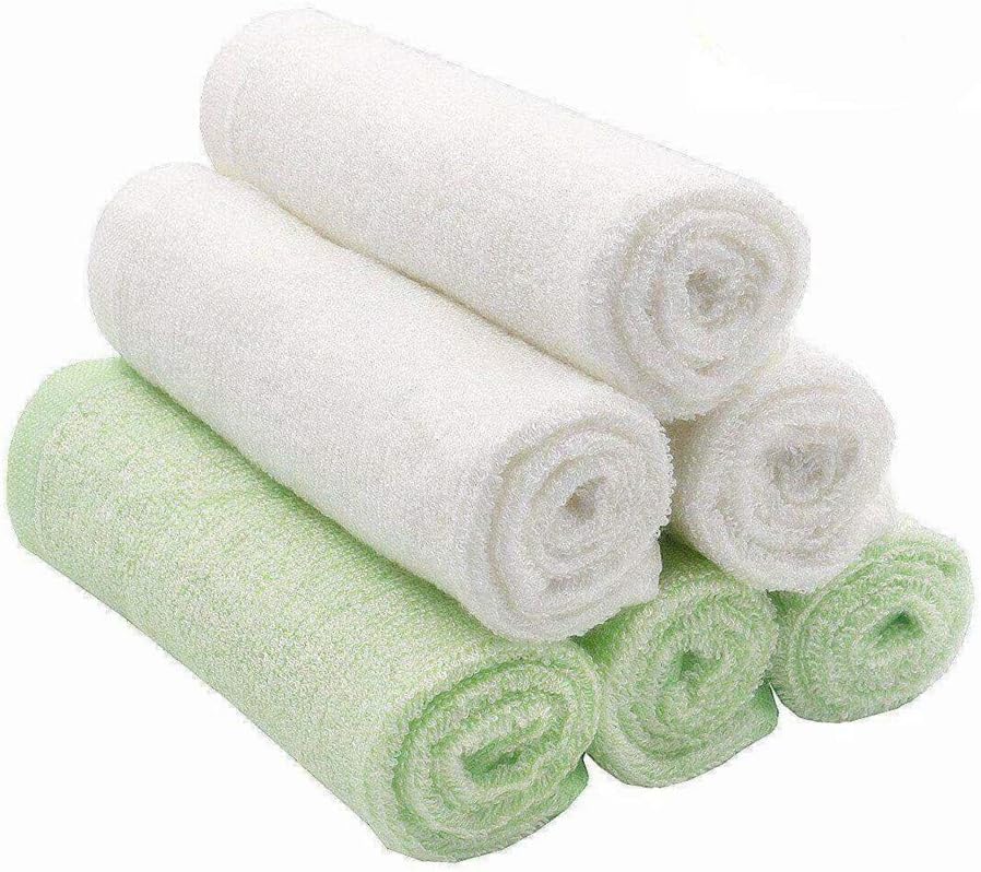 Bamboo Baby Washcloths - Carly Shop (6-pack) Baby Muslin Washcloths ,Organic Cotton Washclothes I Bathing Towels I Newborn Baby Face Towel I Baby Shower Soft Towels (10"and10")