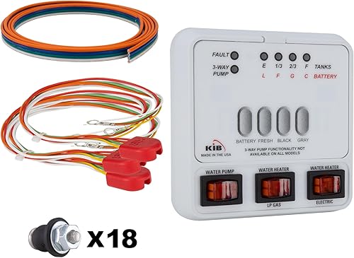Panel de monitor de sensor de tanque RV M23  Reemplazo KIB  Incluye kit de arnés de cables  Sensor de nivel  Sensor de nivel de agua dulce o tanque