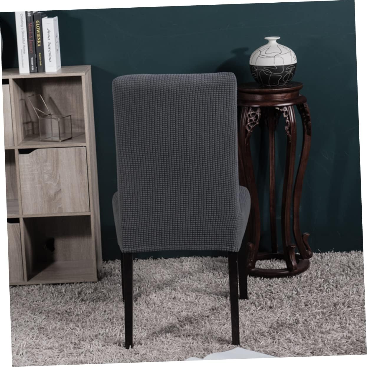 Cabilock Polyester Chair Case Chair Seat Cover for Dining Room Extra Wide Elastic Covers Wedding Banquet Party Grey