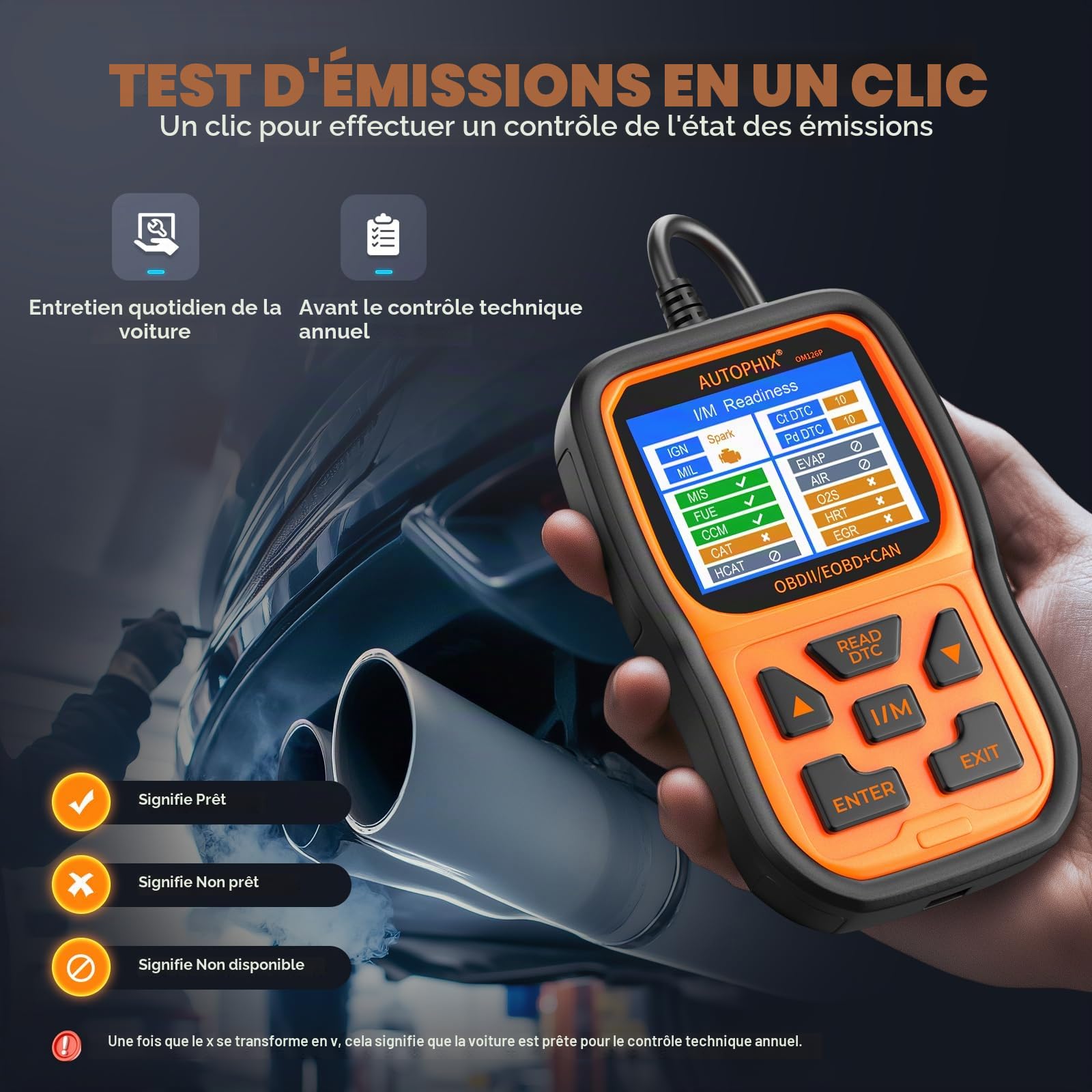 AUTOPHIX OM126P OBD2 Appareil de diagnostic universel pour tous les véhicules pour protocole OBDII allemand
