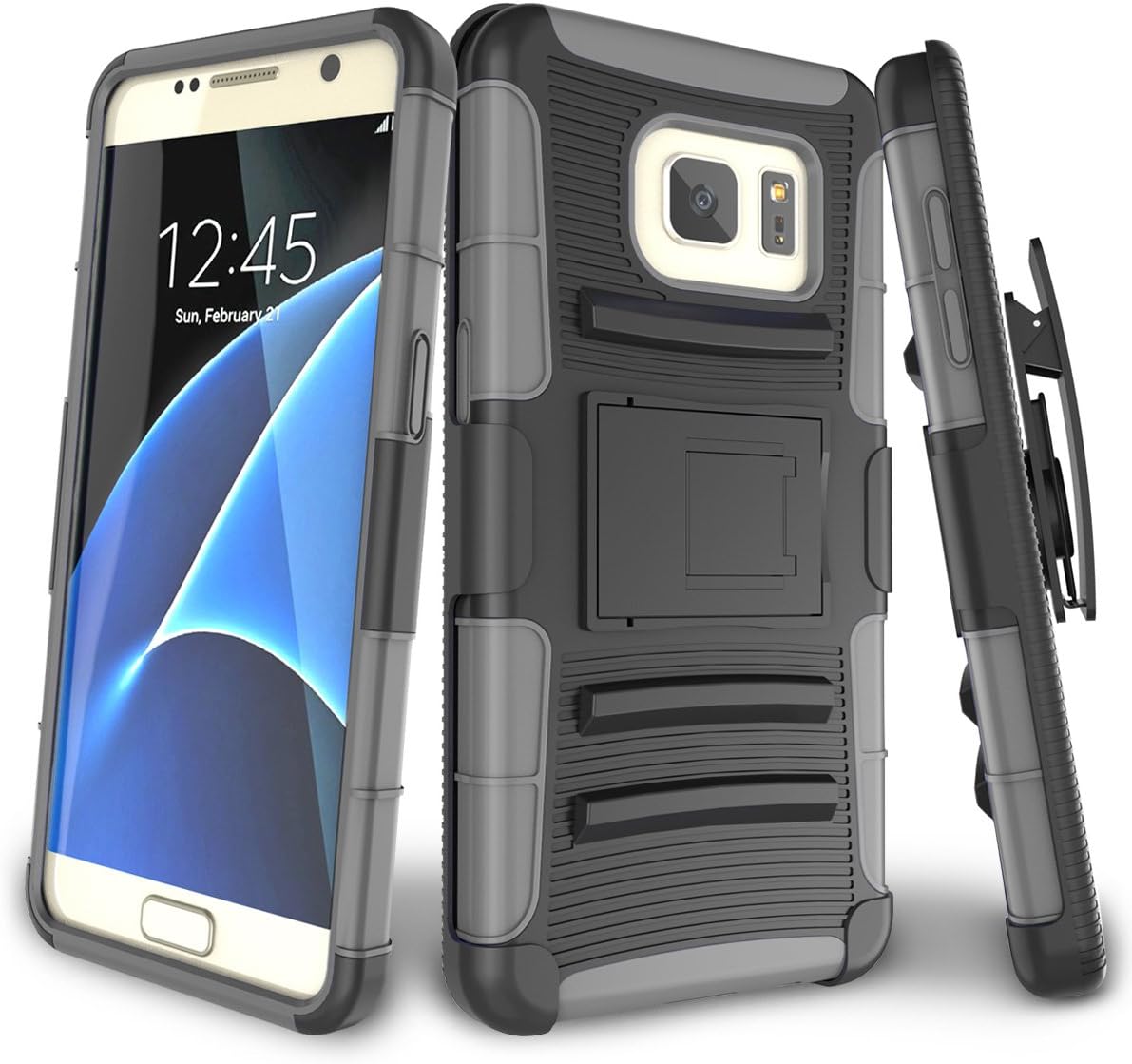 Samsung Galaxy S7 Case,TILL [Knight Armor] Heavy Duty Full-Body Rugged Holster Resilient Armor Case [Belt Swivel Clip][Kickstand] Combo Cover Shell for Samsung Galaxy S7 S VII G930 GS7 [Gray]