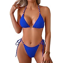 swimall Womens Thong Bikini Set Sexy String High Cut Triangle Swimsuit Two Piece Brazilian Bathing Suit
