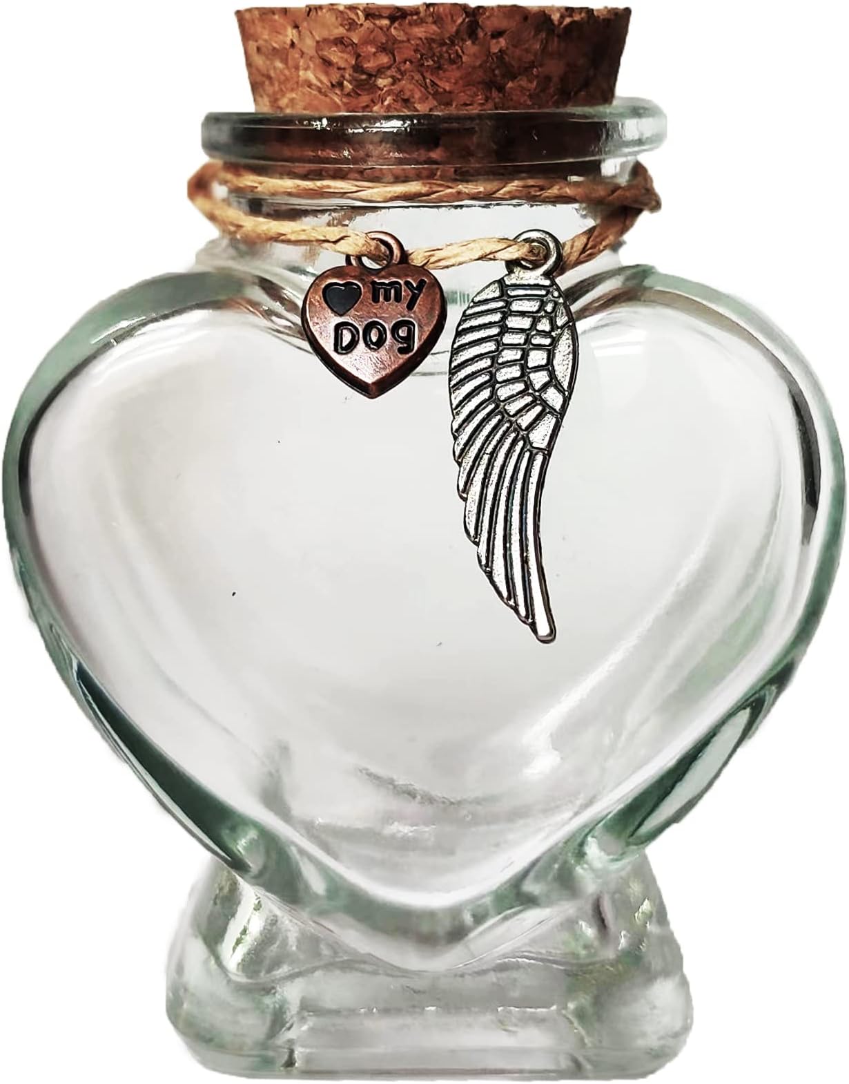 Fight Club Pet Memorial Glass Bottle with Cork Top, Clear, for Dog Hair or Fur, Pet Memorial Urn