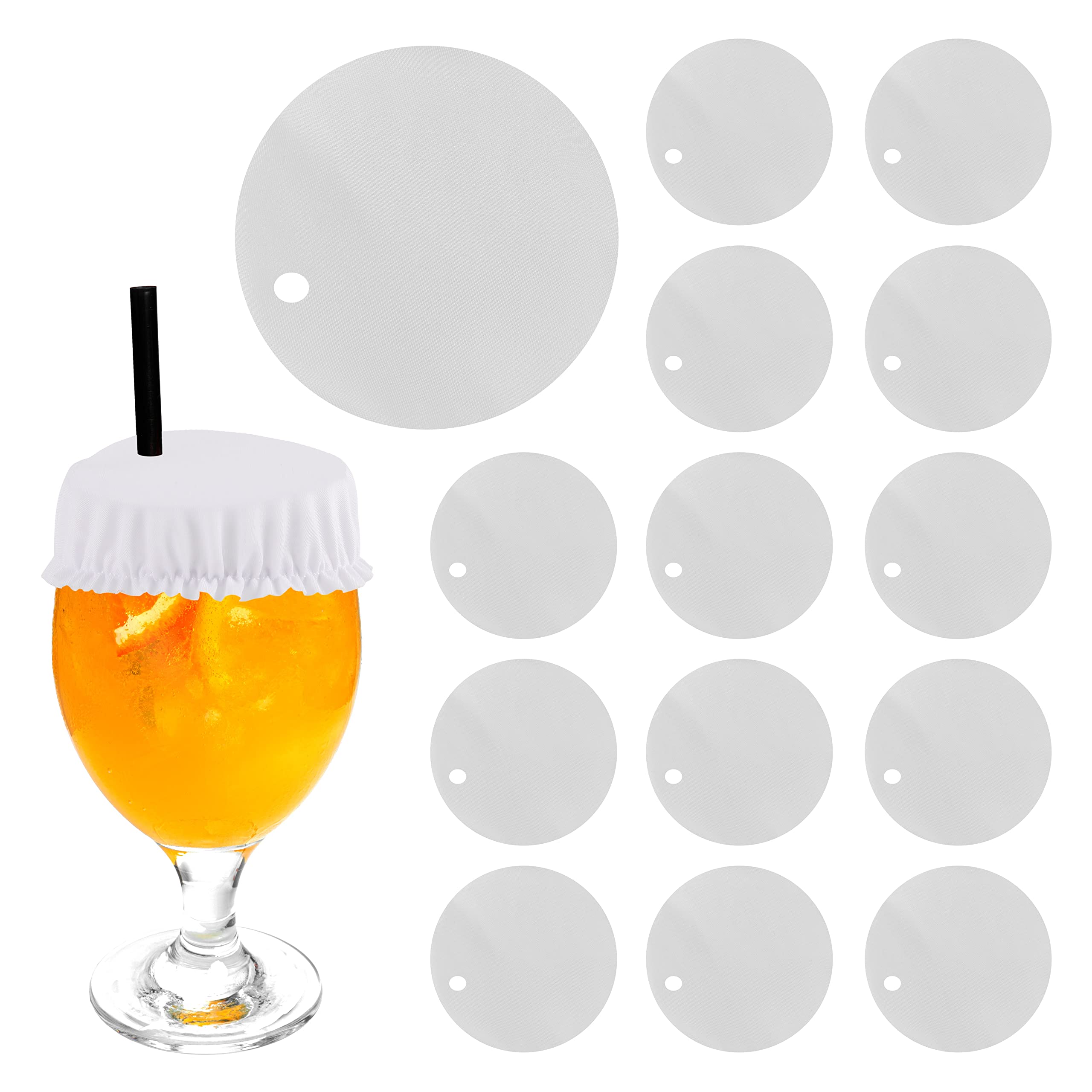 VIKOS Products(15-Piece) Drink Cover Scrunchie, Drink Protector for Women with Straw Hole - White