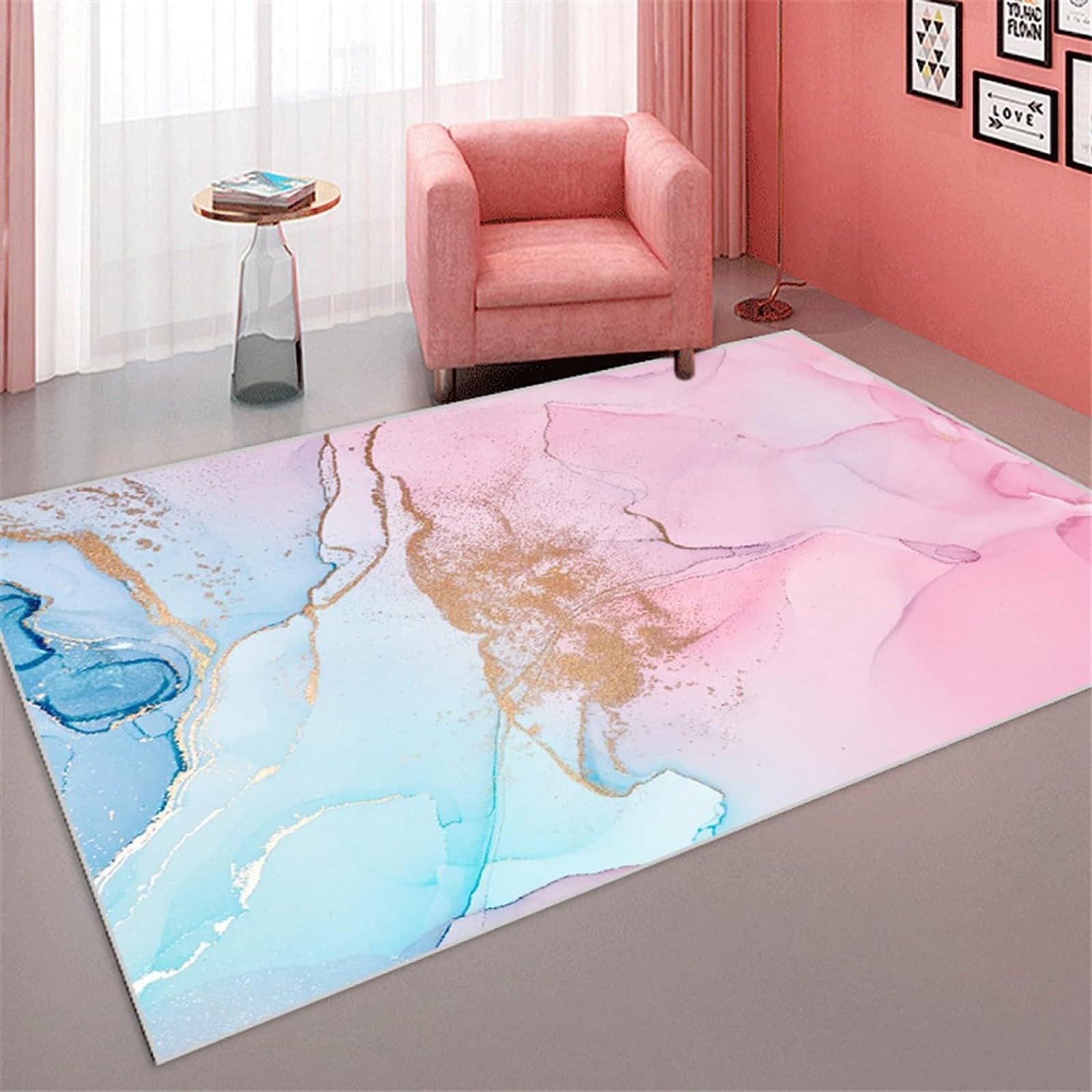 Tapis doux polyester anti-tache grand tapis motif marbre 3D moderne 160x200 pour chambre