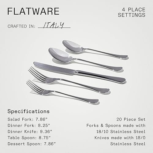 Miniatura 5 de Made In Utensilios de cocina - Juego de cubiertos - 4 ajustes de lugar (juego de 20 piezas) - Hecho a mano en Italia