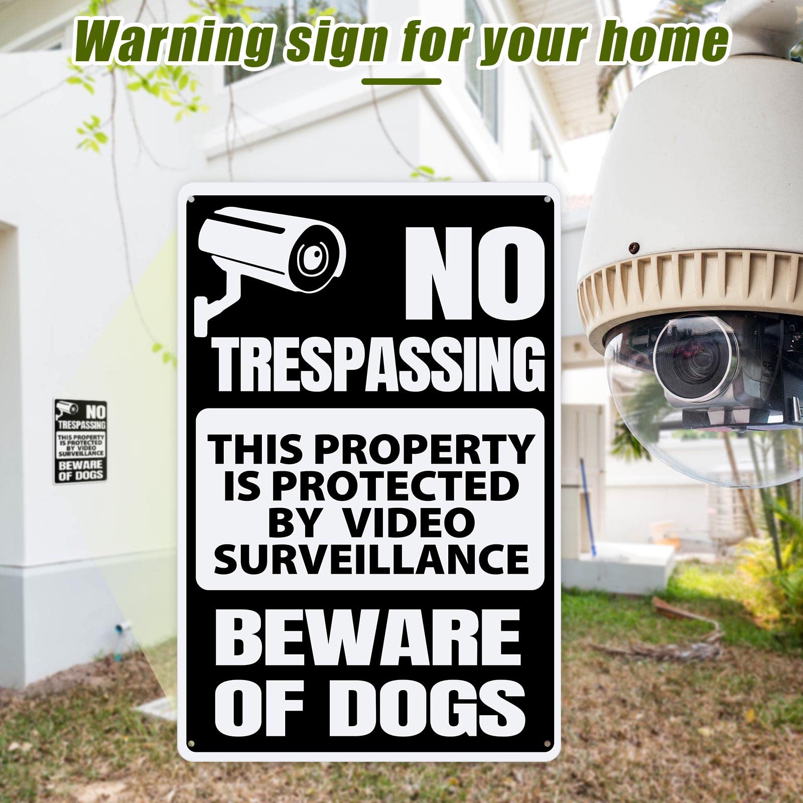 Loopeer 2 Stück Beware of Dog Schild für Zaun No Trespassing Schild Lustige Warndekoration Metall Rostfrei Warnschilder Hund Warnung Metall Blechschilder für Zaun Rasen Garten Hof Schilder Outdoor