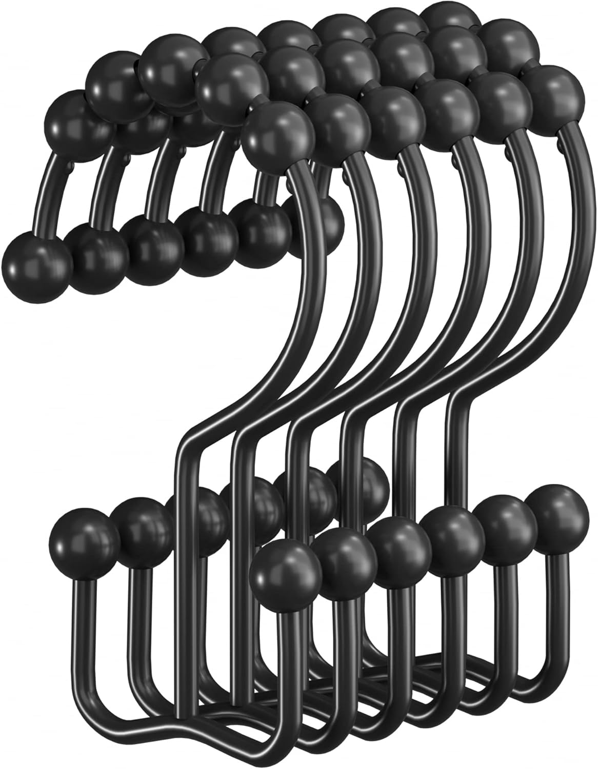 Titanker Black Shower Curtain Hooks Rings, Rust-Resistant Metal Double Glide Shower Hooks for Bathroom Shower Rods Curtains, Set of 12 Hooks - Matte Black : Tools & Home Improvement