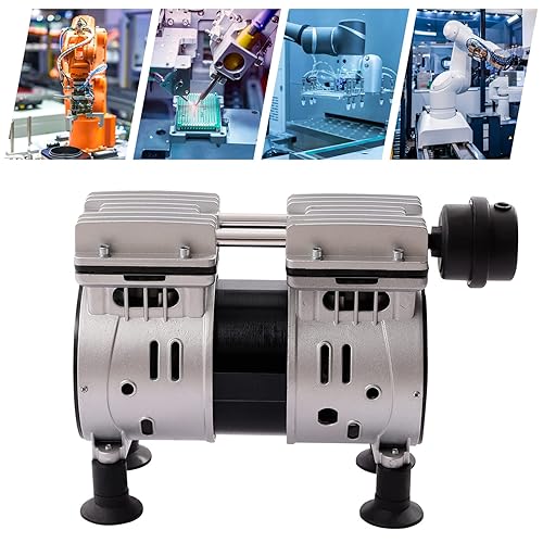 Miniatura 4 de Bomba de vacío sin aceite de 110 V 550 W, bomba de vacío industrial con 2 cilindros y ventiladores de enfriamiento, mini bomba de silencio de