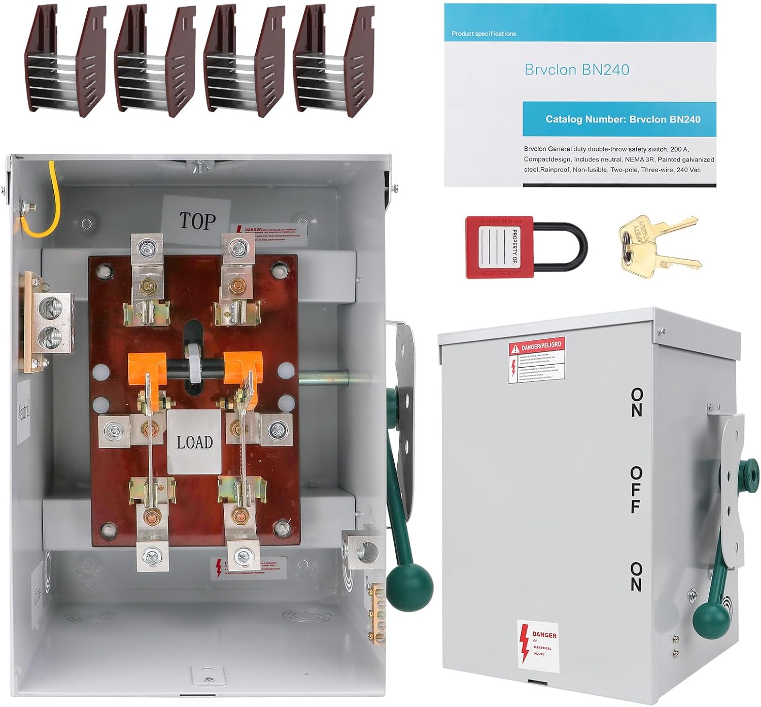200 Amp Generator Transfer Switch Manual 120/240V, 48000W General Duty Double Throw Switch for Outdoor/Indoor, Enhanced Durability, NEMA 3R Standards, Enlarged Enclosure for Easy Wiring