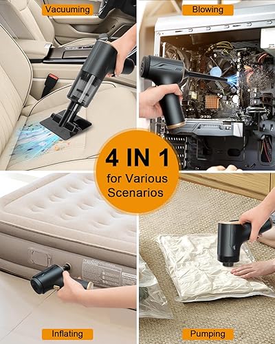 Miniatura 3 de Aspiradora de mano 4 en 1 inalámbrica, 20000 PA, aspiradora de mano de coche de alta potencia, mini motor portátil sin escobillas, sin escobillas,