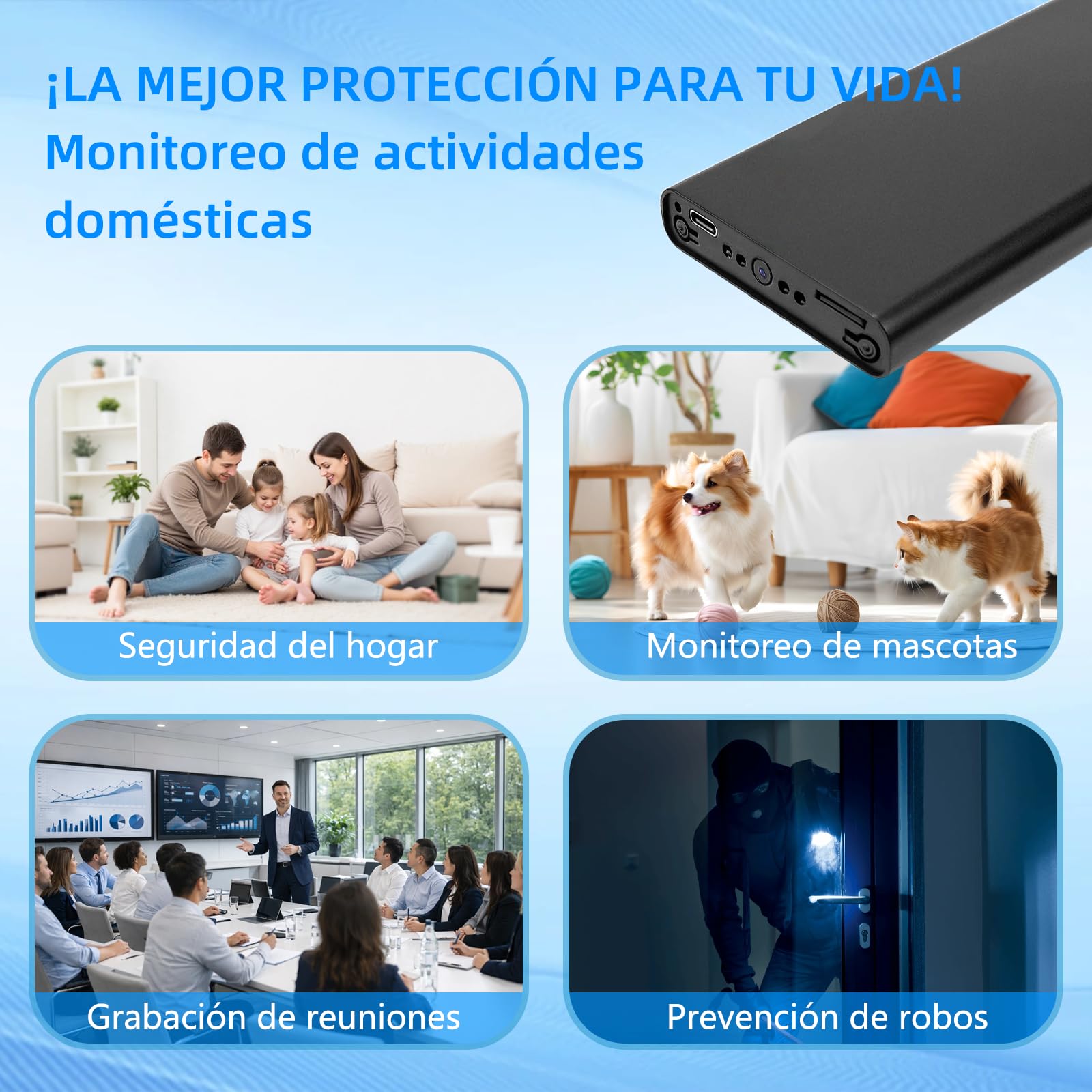 Mini cámara, cámara espía oculta, cámara niñera en alta definición 1080P,con función de detección de movimiento,apta para la vigilancia de seguridad en interiores,oficinas y otros lugares,sin Wi-Fi.