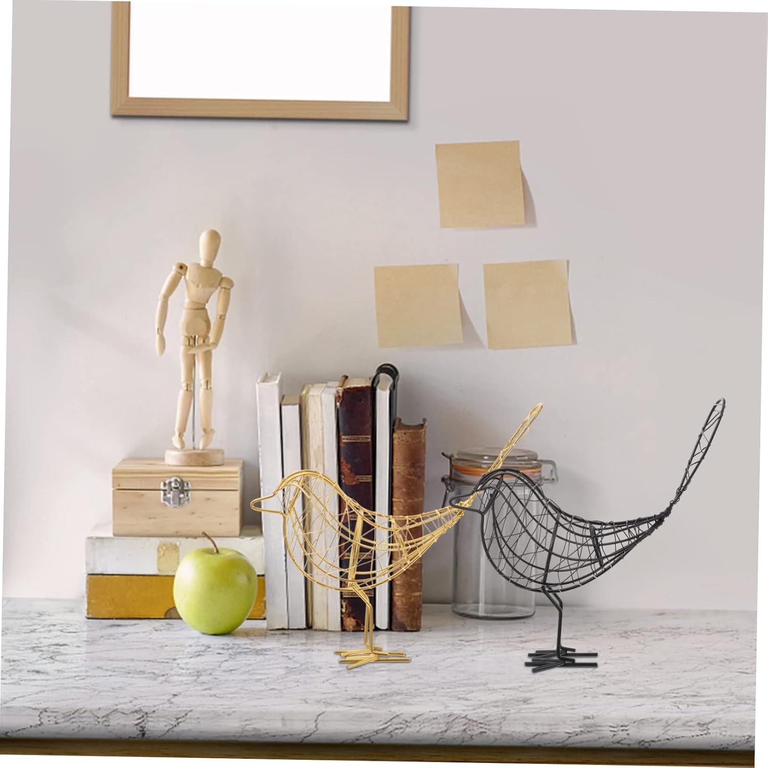 Mobestech 2pcs Iron Wire Bird Figurine Decor Elegant Craft for Home Ornament Chic Style Bird Shape for Living Room Garden and Desktop Decoration image 5