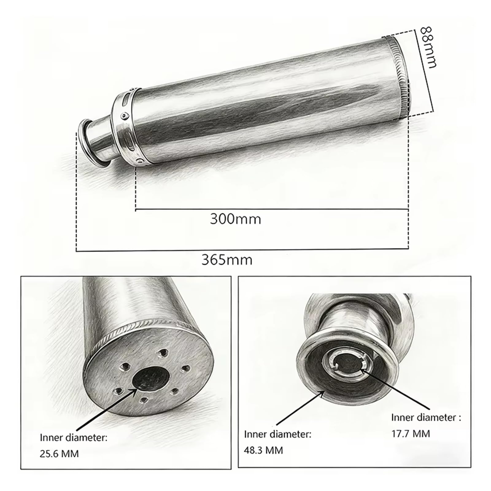 silencioso escape moto Para GY650 tubo de escape | Tubo silenciador de escape para motocicleta Scooter tubo aleación aluminio modificado para motocicleta(Red2)