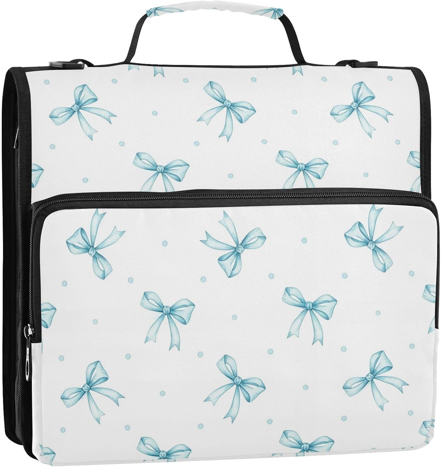 Zipper Binder Bag 3 Ring File Folder Portfolio Organizer Zippered Binder Bags with Strap Fits Laptop Women Men