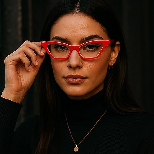 Miniatura 3 de Lentes de lectura Red Funky Cat Eye para mujer para lucir elegante, a la moda con alta visión, cómodos para todas las formas de cara, lentes de