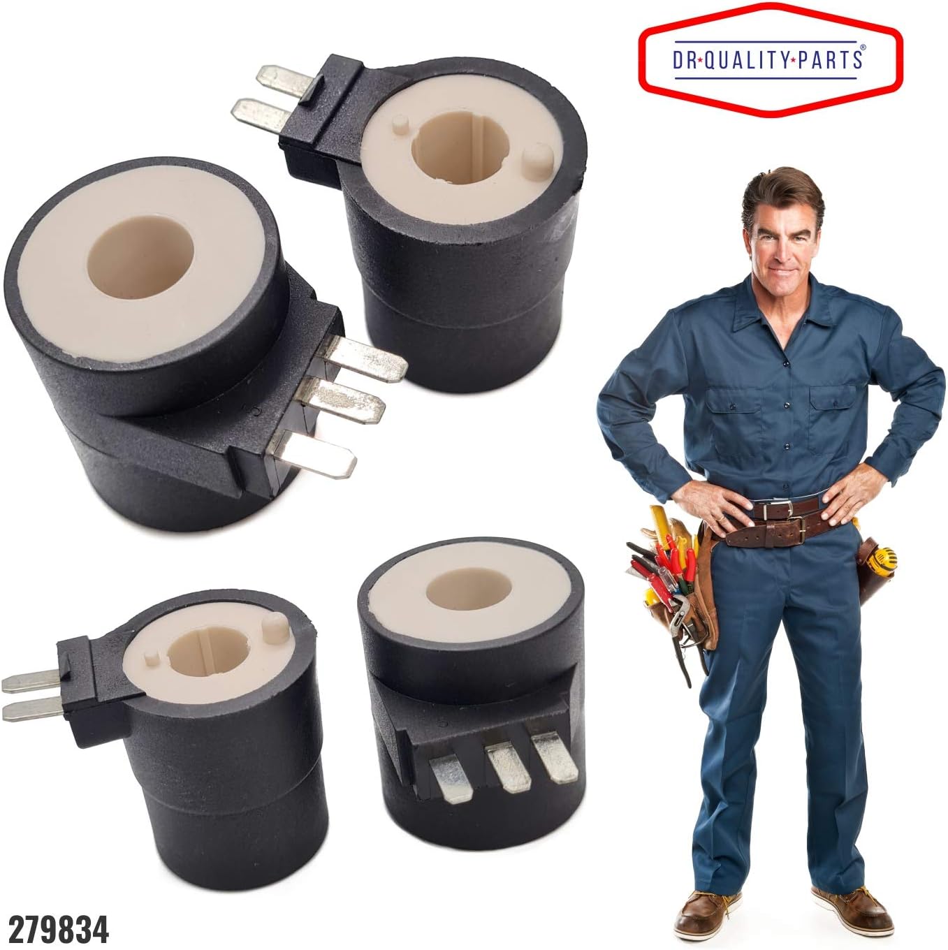 Exact Fit 279834 Dryer Gas Valve Ignition Solenoid Coil Kit For Dryers Premium Replacement Part