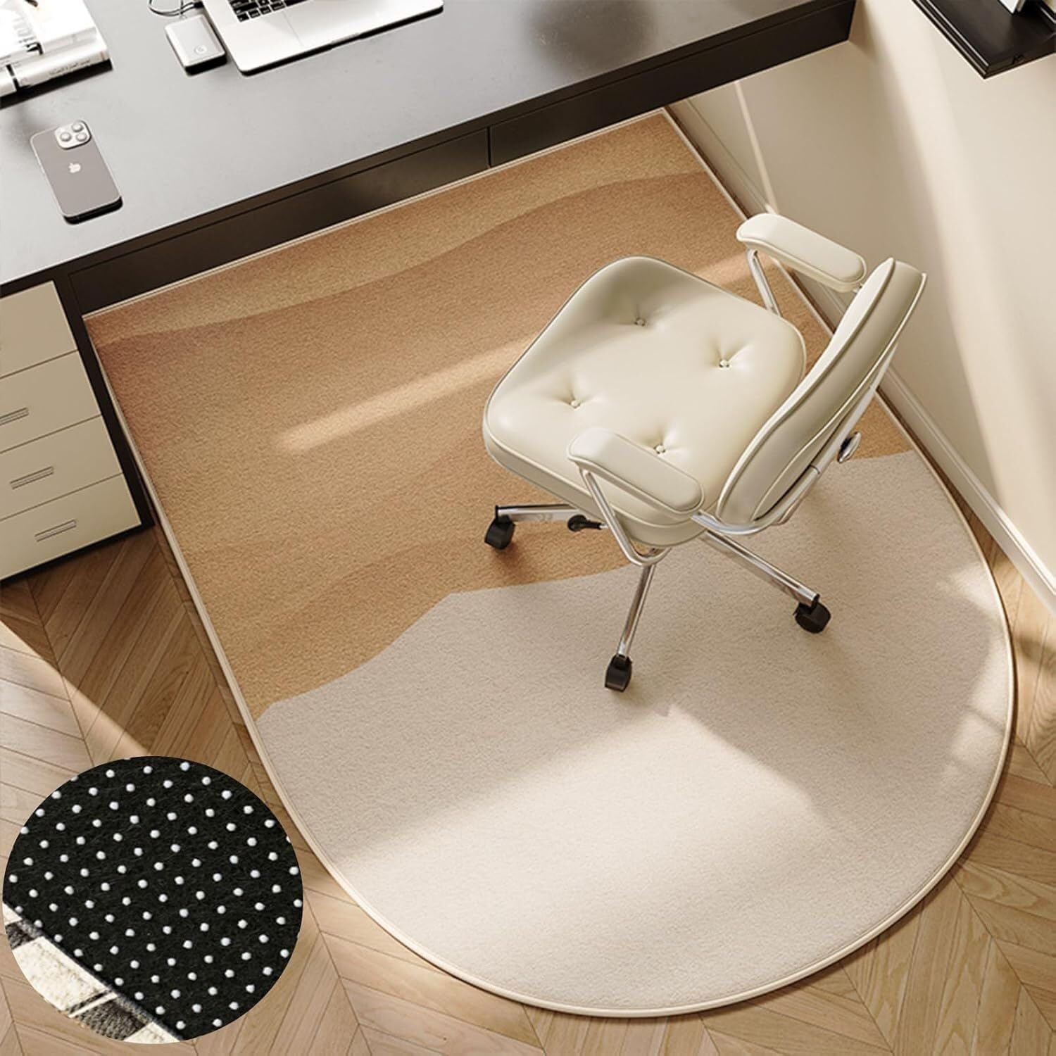 Coussin pour chaise de bureau sur parquet bois franc protège-sol 120x100