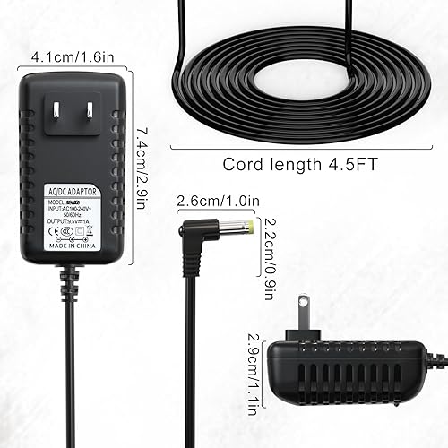 Miniatura 5 de Cable de alimentación adaptador de 9.5 V CA/CC para teclado de piano Casio LK-135 WK-225 CTK-2500 CTK-2400 CTK-2550 CTK-1100 WK-220 LK-165 CTK-2090