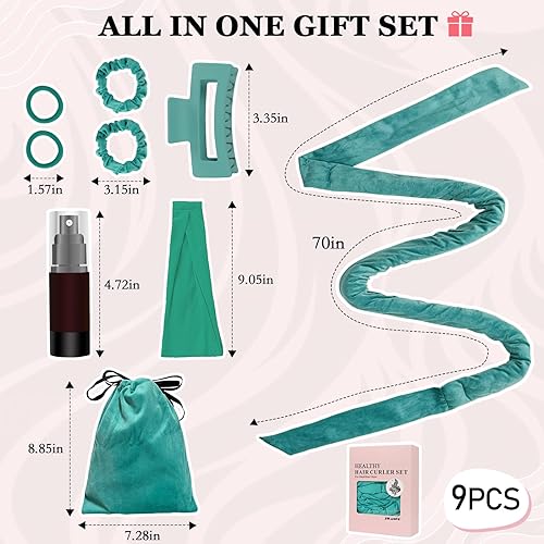 Miniatura 5 de Diadema de barra rizadora sin calor, rizador de pelo sin calor durante la noche, 70 pulgadas de largo de terciopelo perezoso, envoltura de rodillo