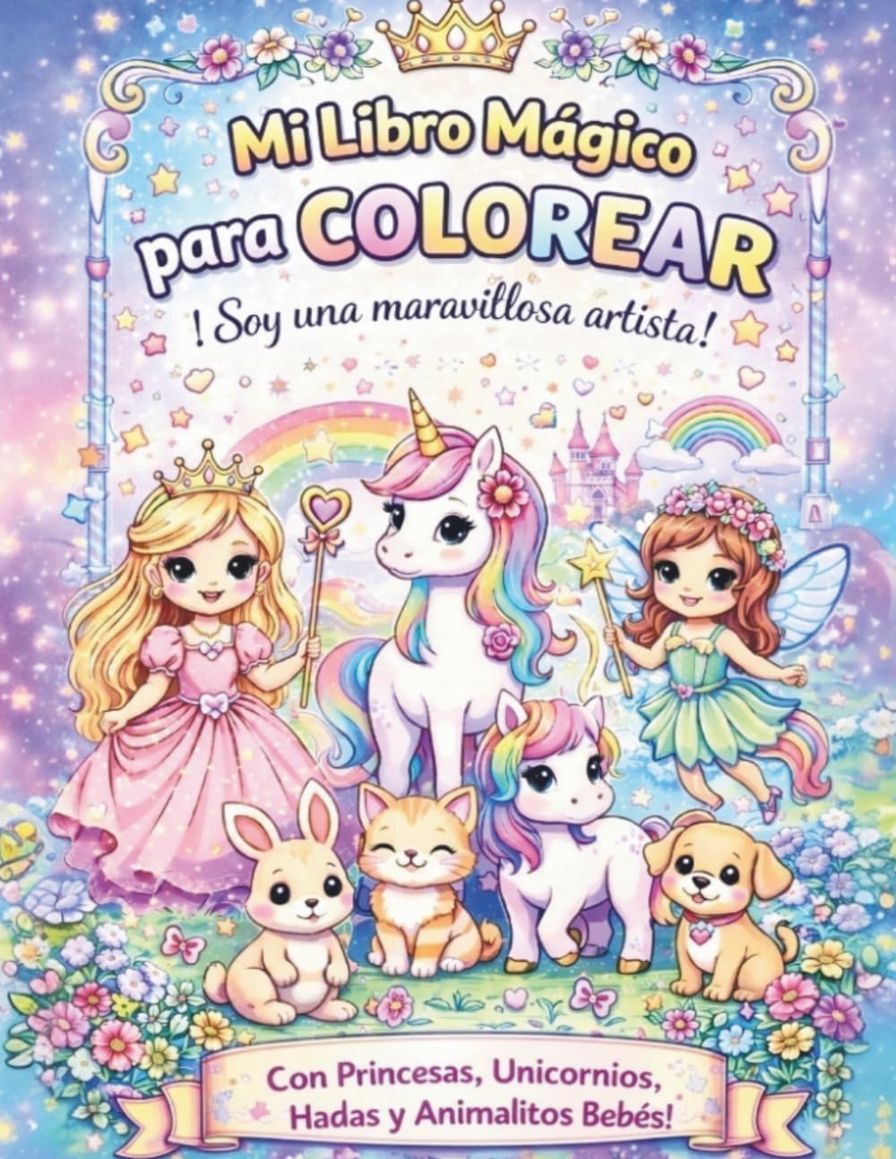Mi Libro Mágico para Colorear: 50 dibujos encantadores de princesas, unicornios, hadas, ponis y animalitos bebés – libro de actividades creativo con ... Niñas de 3 a 5 Años (Colorea con Imaginación)
