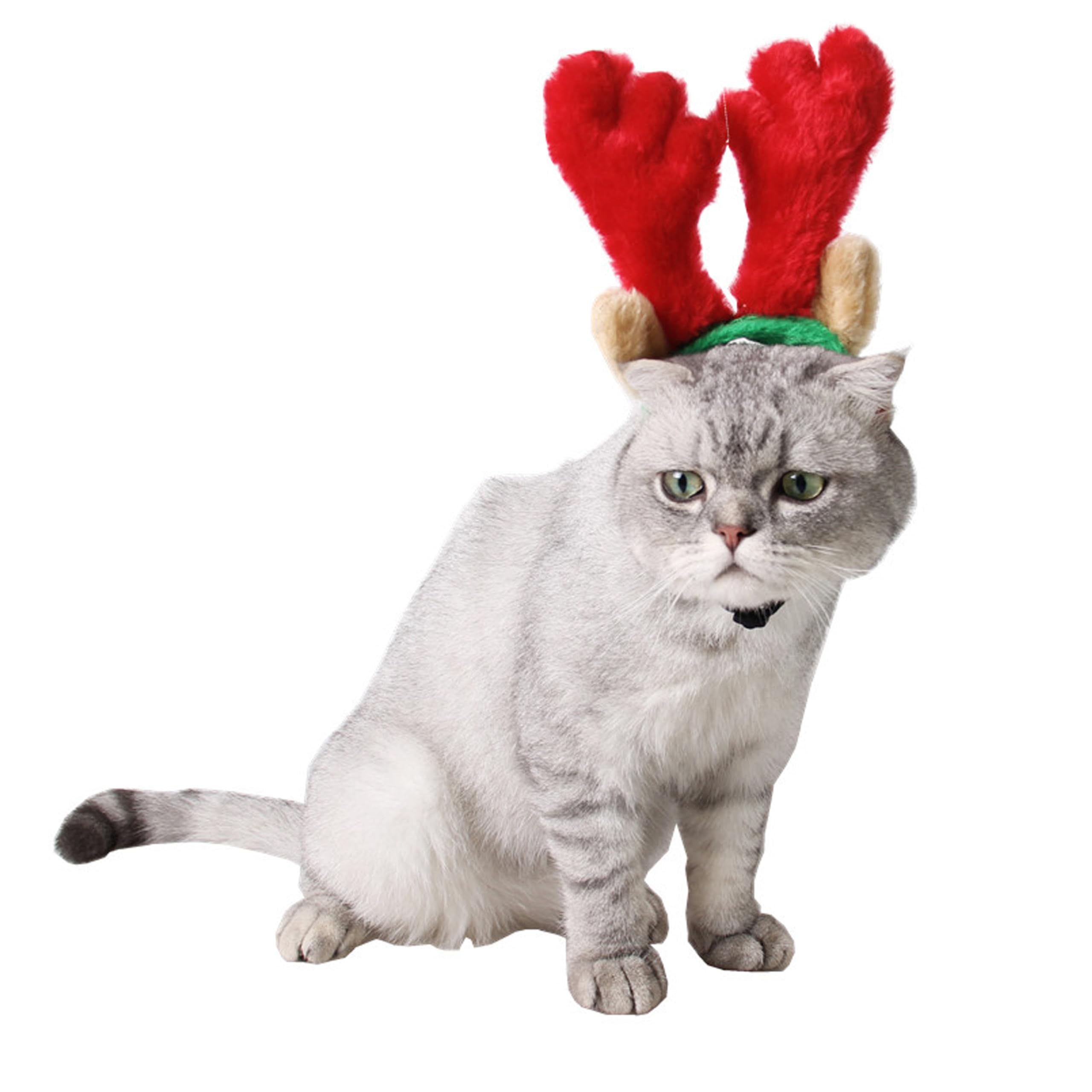 Christmas Pet Reindeer Antlers Headband for Cats and Dogs, Pets Kitten Puppy Adjustable Soft Festive Deer Ears Costume Headpiece Headwear Holiday Parties Christmas Photo Props Pet Outfits
