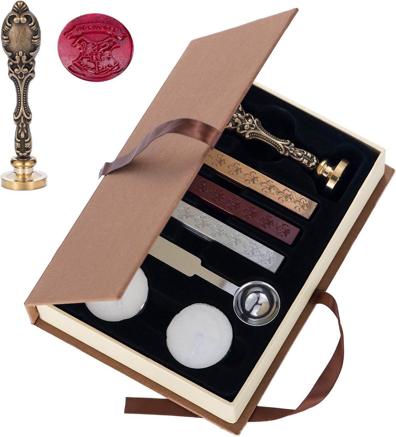 Wax Seal Stamp Kit,Vintage Patterns Metal Handle Wax Envelope Seal Stamp Gift Set Kit,Set Party Invitation Stamps.