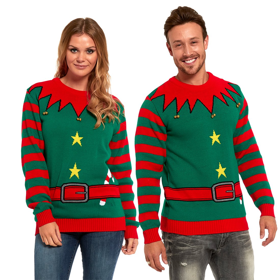 U LOOK UGLY TODAY Weihnachtspullover Herren Damen Unisex LED Licht Lustig Sweater Pulli Hässlich Xmas Strickpullover Weihnachtspulli mit LED Lampe für Weihnachtsparty