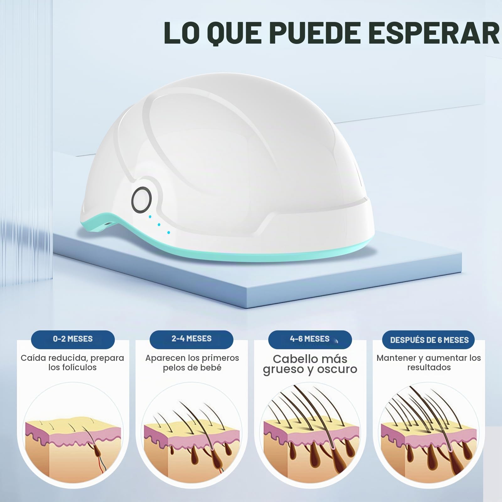 iKeener lllt Casco Laser Capilar con 109 Diodos Láser de 650nm, Ricaricabile Inalámbrico Gorro Laser Crecimiento Pelo para Mujeres y Hombres, sin LEDs, con Cinta de Fijación