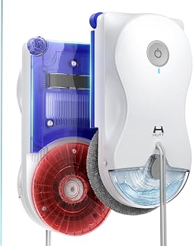 HUTT Window Cleaning Robot, 6500Pa Strong Suction Robot Window Cleaner with World-First Round-Square Dual-Stage Cleaning, Ultrasonic Dual Spray, Edge Cleaning & Corner Coverag, 30Min Backup Protection