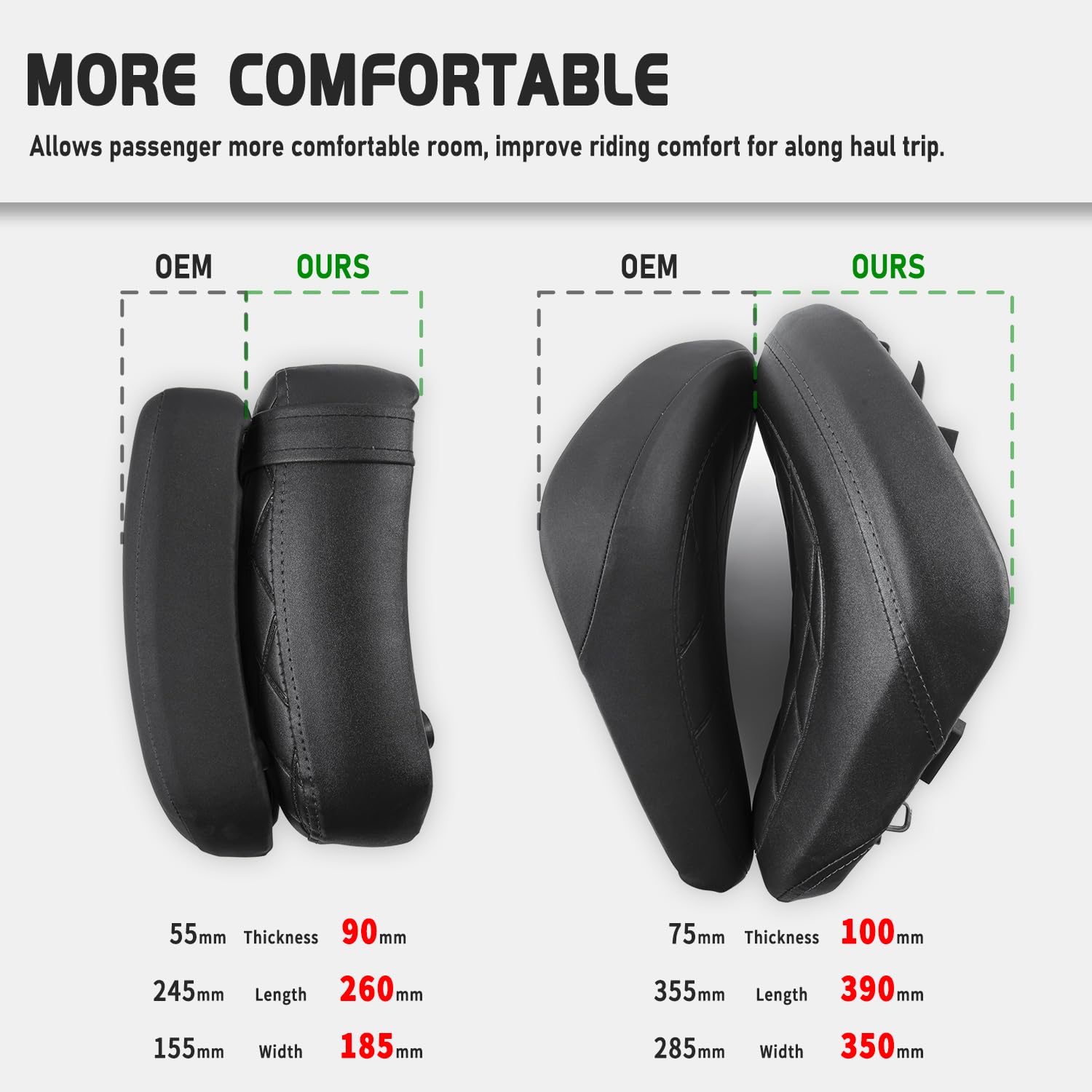 Selle Passager de Moto pour Rebel CMX500 CMX300 CMX 500 300 2017-2026 (Arrière-Noir)
