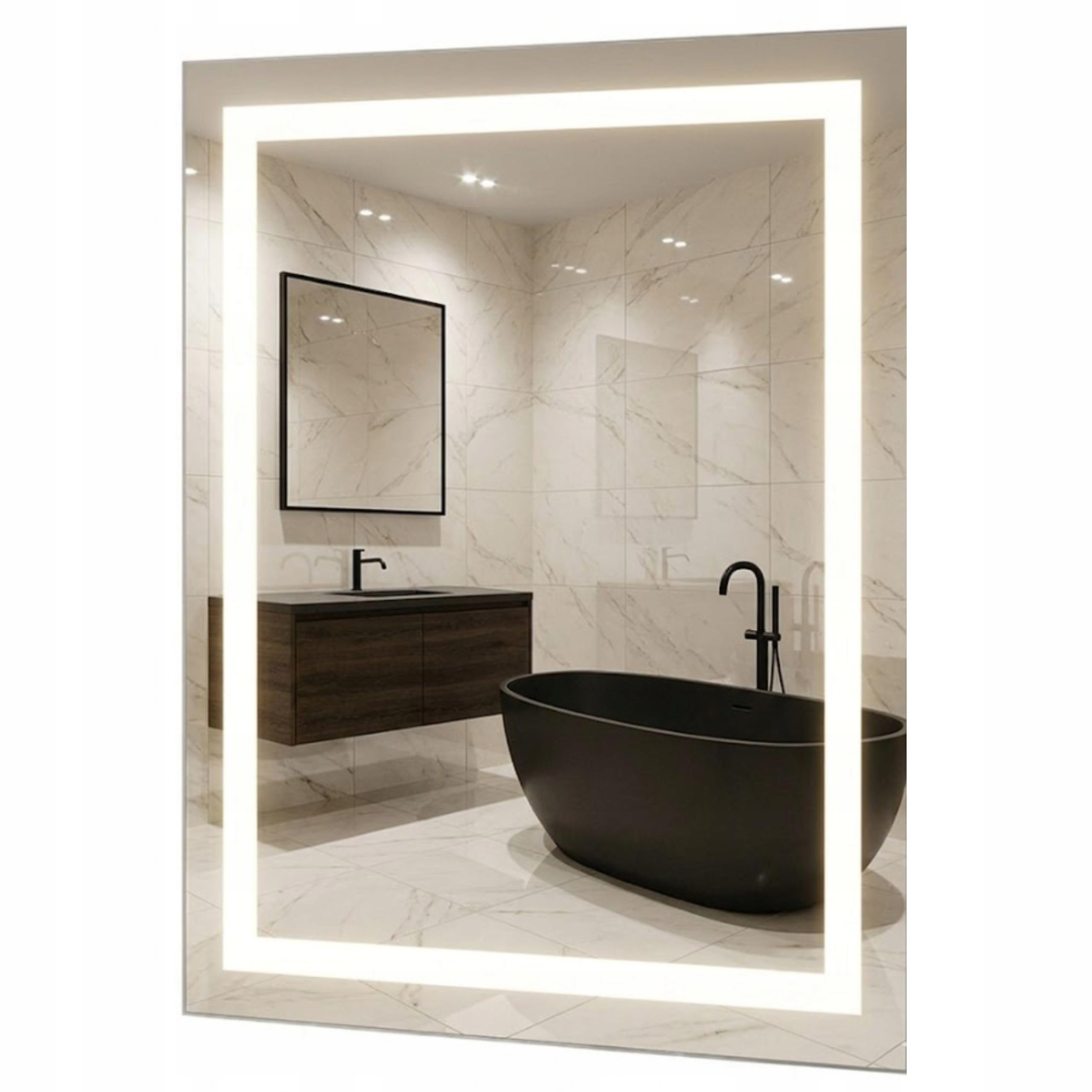 Agritrade AK LED Bathroom Mirror 50x80 cm, Backlit Illuminated Frameless Wall Mounted, 4000K Neutral White, Touch Sensor Dimmable - LUNA