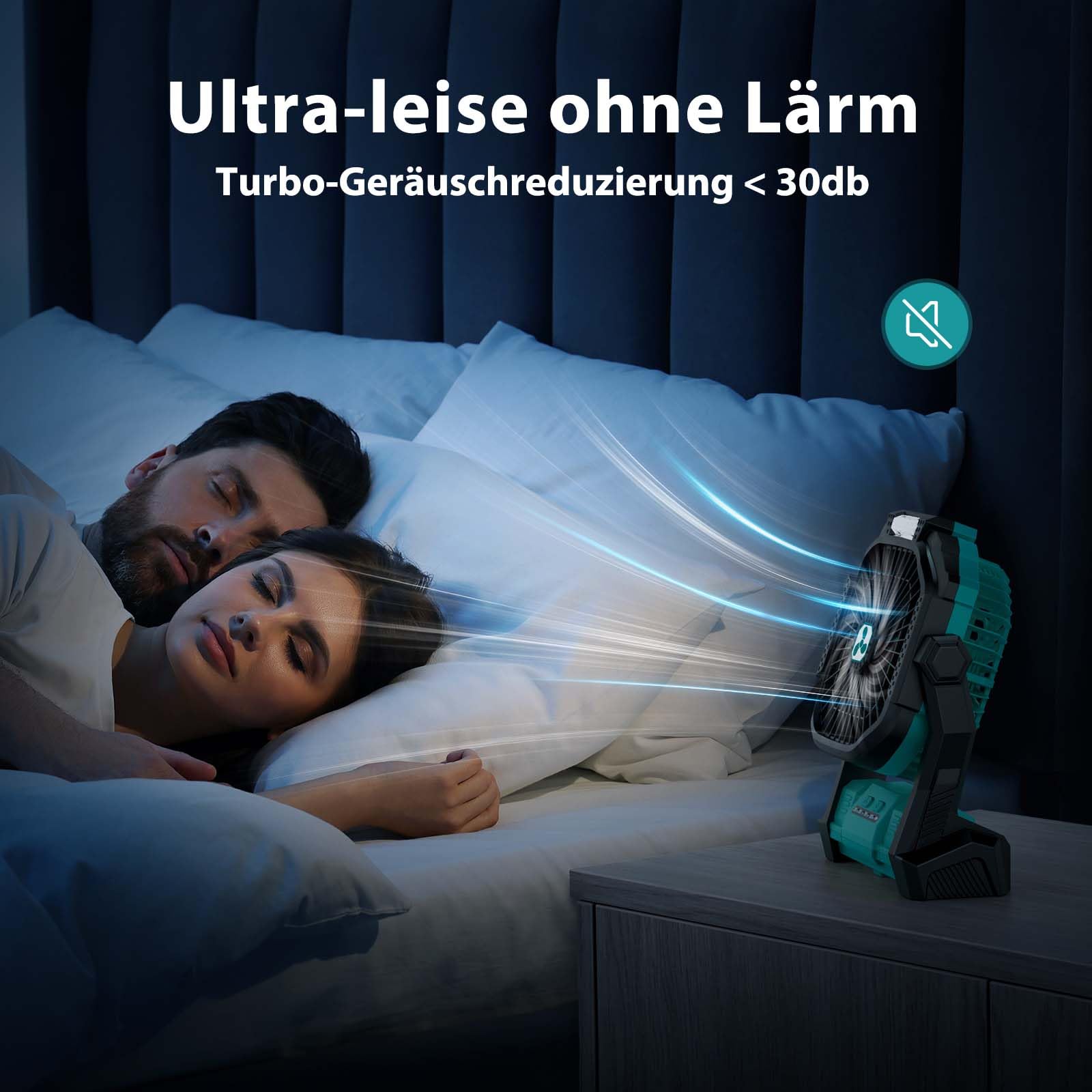 PDBEST Ventilatore Portatile da 20000 mAh Ventilatore USB con Lampada LED, Ventilatore da Tavolo con Batteria e Porta Type-C, Perfetto per Campeggio, Viaggi e Spiaggia Verde