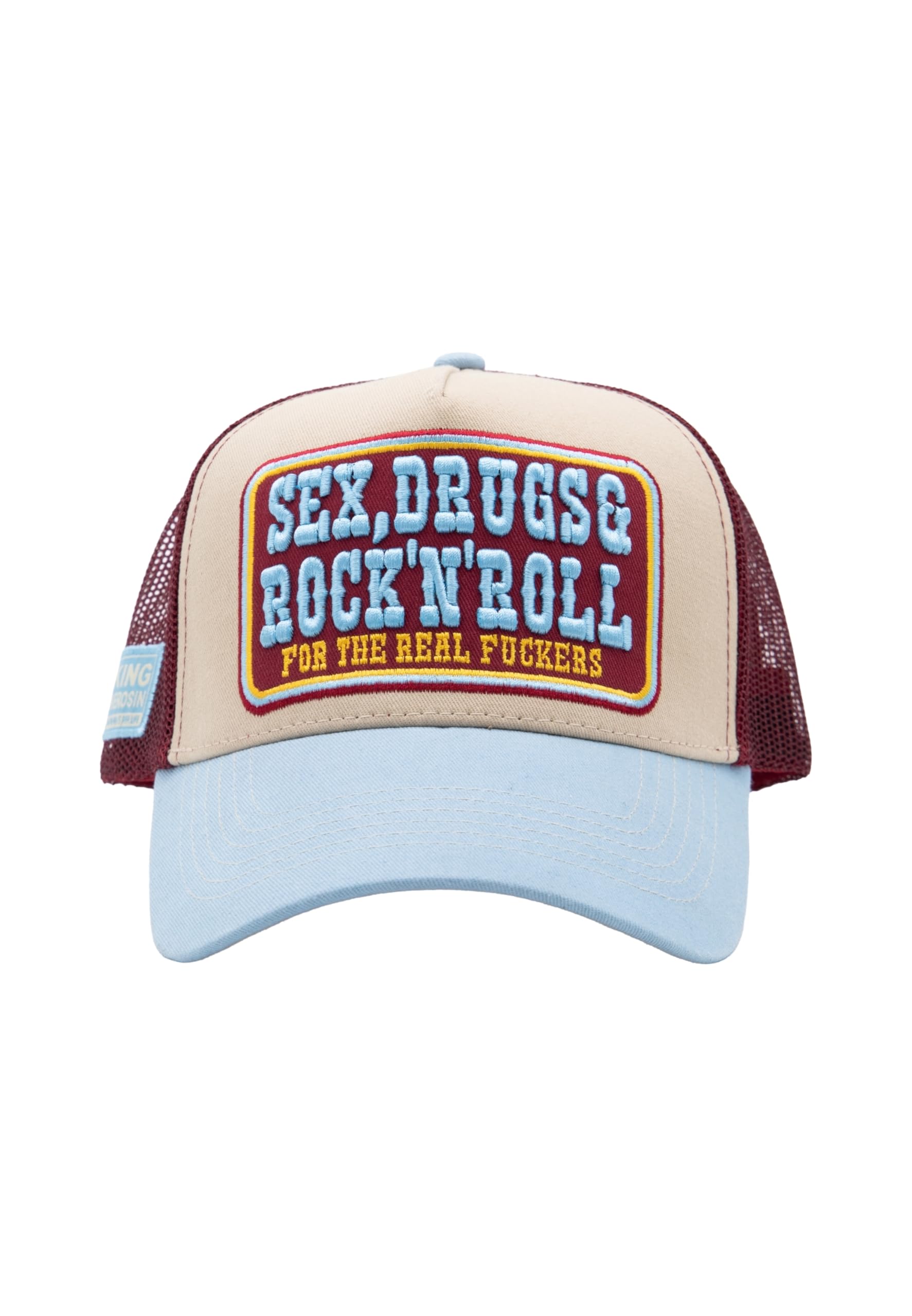 King Kerosin Męska czapka z daszkiem Trucker Cap z dużym haftem Sex, Drugs & Rock 'n' Roll