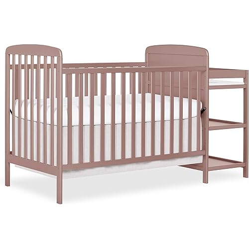 Dream On Me Anna 4 in 1 Full Size Crib and Changing Table Combo in Brown Sugar, Greenguard & JPMA Certified, Converts from Baby Crib to Toddler Bed and Day Bed