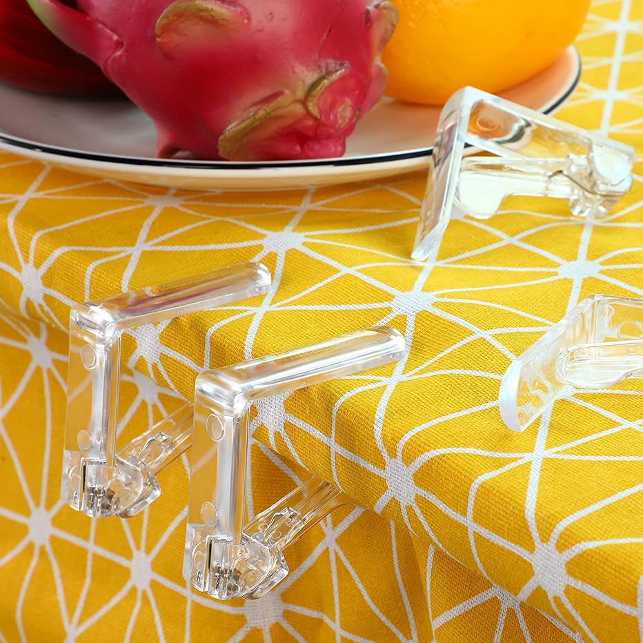 Pinces pour Nappe, Pack De 4 Pinces à Nappe Transparentes Et Blanches(Transparent 4pcs)