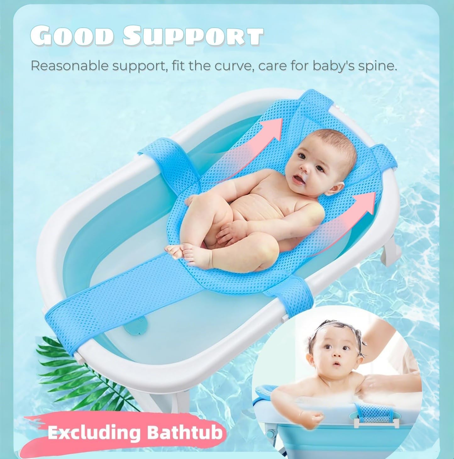 Alfombrilla de asiento de baño para bebé con cinco soportes de seguridad en las esquinas, ajustable, antideslizante, red de baño, almohadilla de red para baby shower, cómoda correa de bañera para bebé