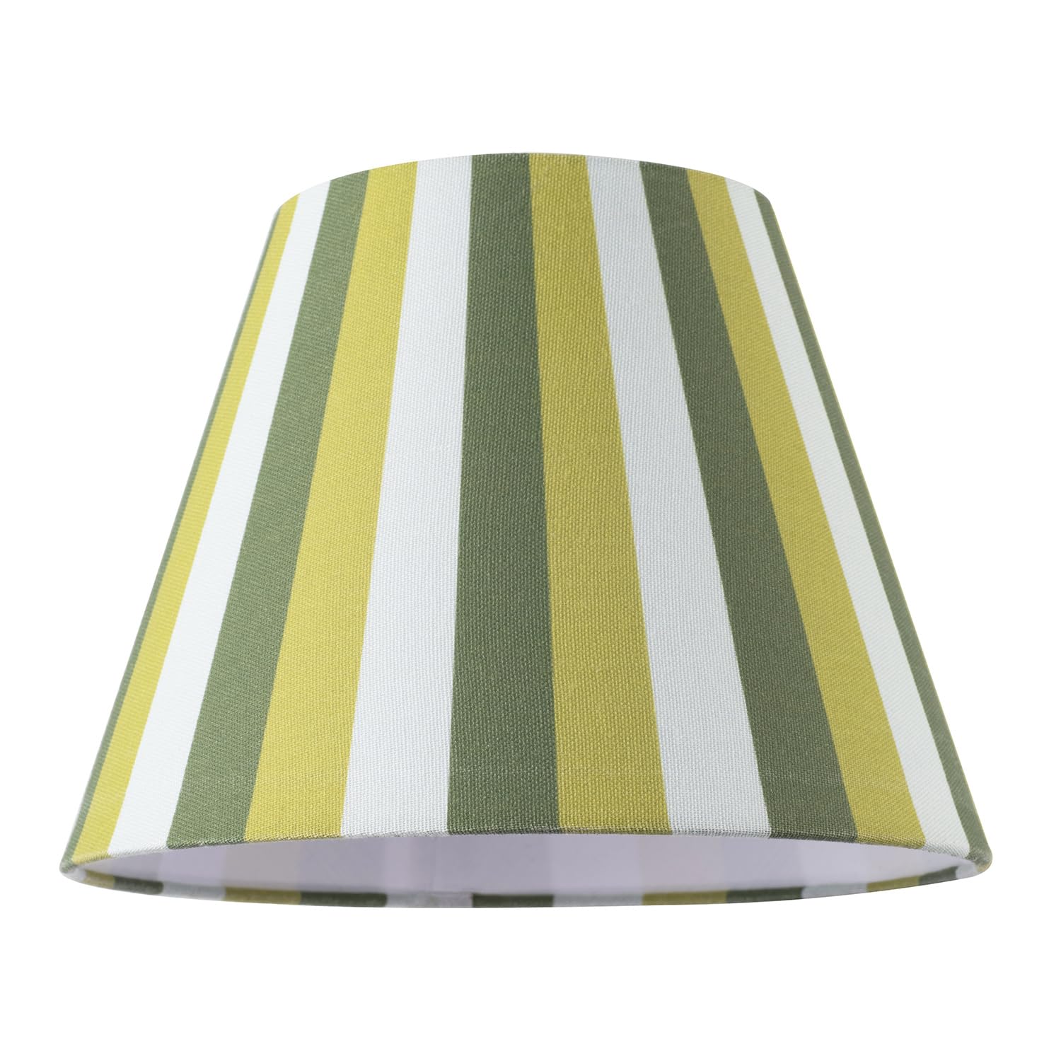 Happy Homewares Green Modern Multi Tone Striped Linen Fabric Coolie Lamp Shade With White Cotton Inner Lining | 18Cm X 25Cm | For Ceiling Pendant Or Lamp By