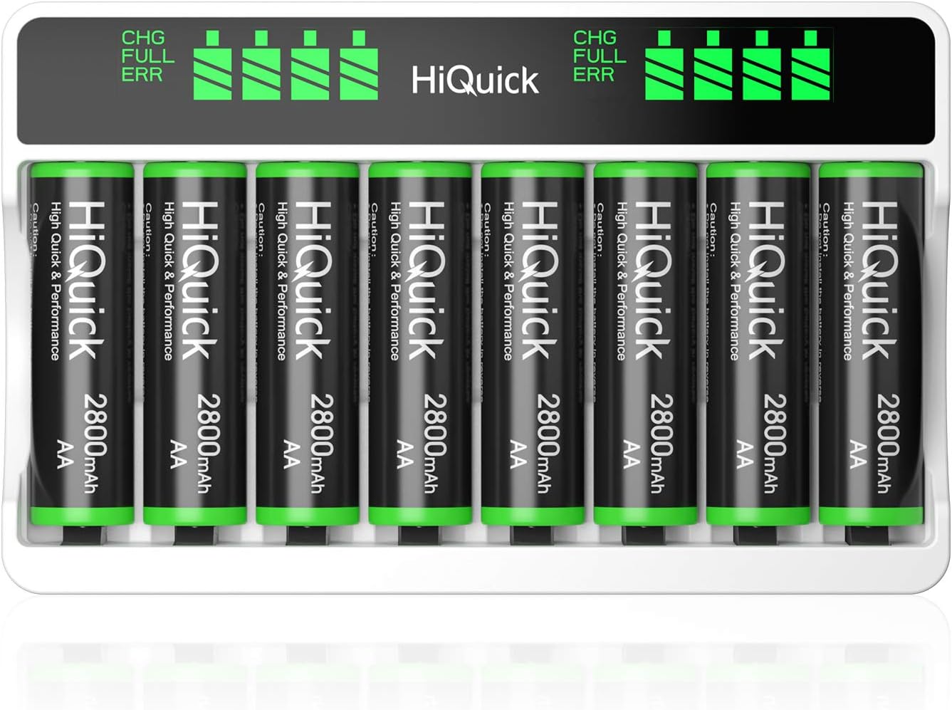 HiQuick Rechargeable AA Batteries 2800mAh 1.2V NiMH 8 Counts with 8 Bay AA AAA Battery Charger for Ni-MH Ni-CD Rechargeable Batteries